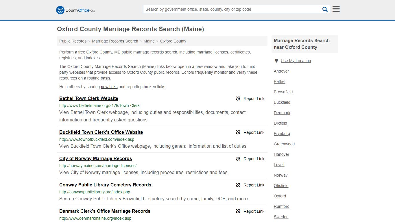 Marriage Records Search - Oxford County, ME (Marriage Licenses ...