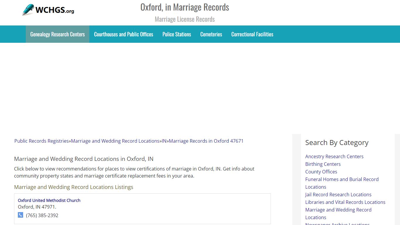 Oxford, in Marriage Records - Marriage License Records