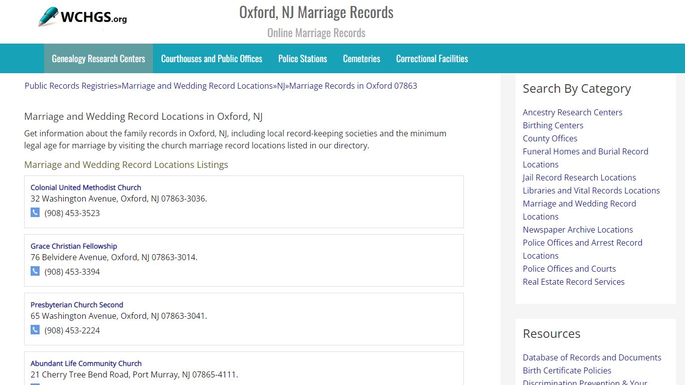 Oxford, NJ Marriage Records - Online Marriage Records