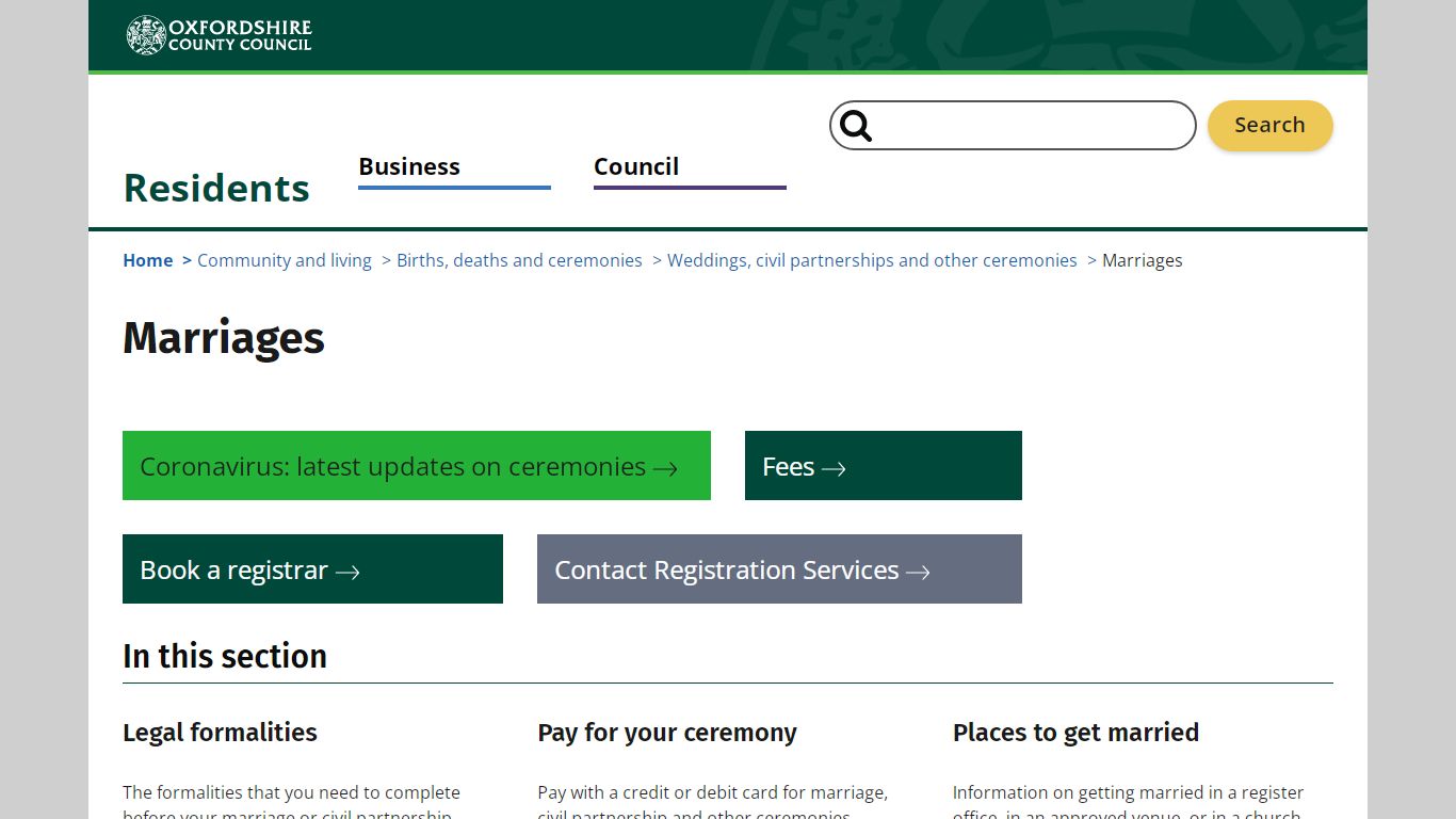 Marriages | Oxfordshire County Council